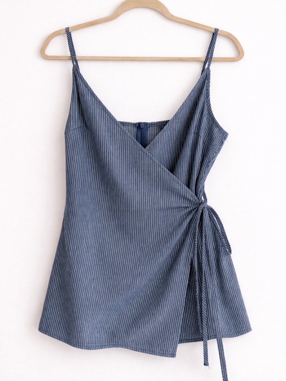Striped Blue Wrap Tank Top